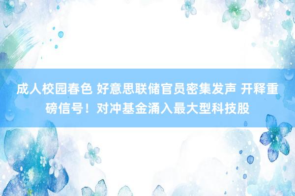 成人校园春色 好意思联储官员密集发声 开释重磅信号！对冲基金