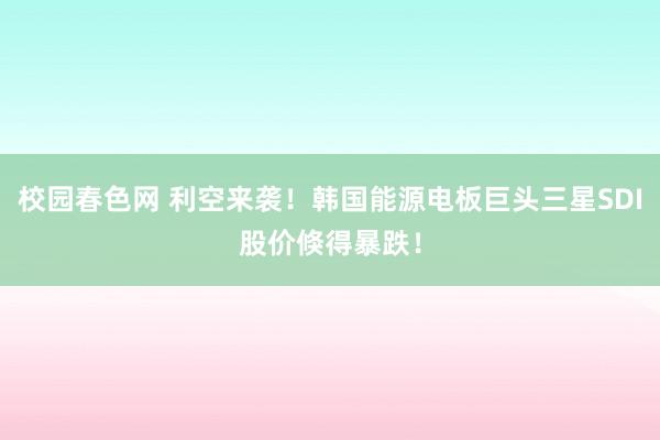 校园春色网 利空来袭！韩国能源电板巨头三星SDI股价倏得暴跌