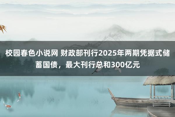 校园春色小说网 财政部刊行2025年两期凭据式储蓄国债，最大